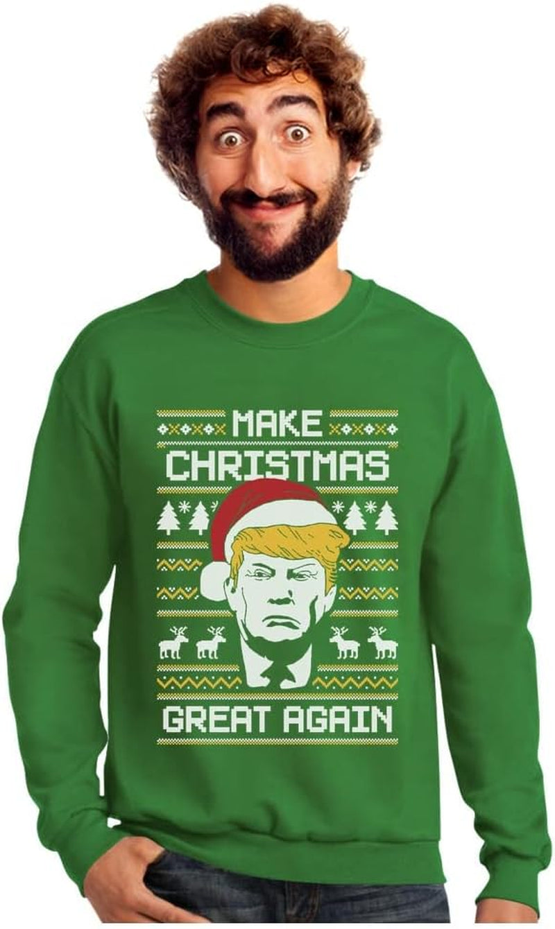 Make Christmas Great Again Sweatshirt Funny Ugly Christmas Long Sleeve T-Shirt Xx-Large Green