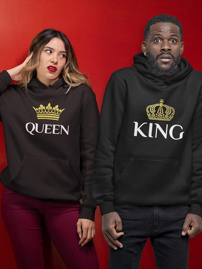 King and Queen Matching Hoodies for Couples His and Hers Couple Hoodie Set