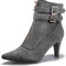 Women'S Buckle Strap Ankle Booties 3 Inch Pointed Toe Zipper Heels Dress Jeans Boots