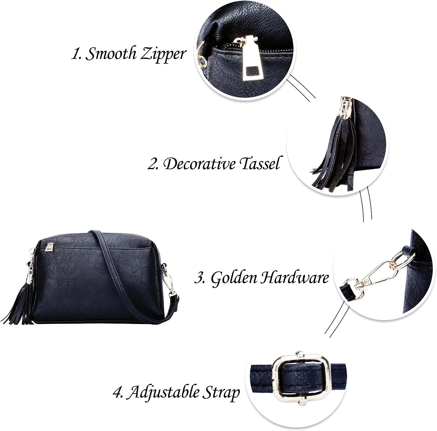 Triple Zip Lightweight Small Crossbody Bags for Women Quilted Shoulder Purses and Handbags