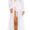 Women'S Sexy Thin Mesh Long Sleeve Tie Front Swimsuit Swim Beach Maxi Cover up Dress