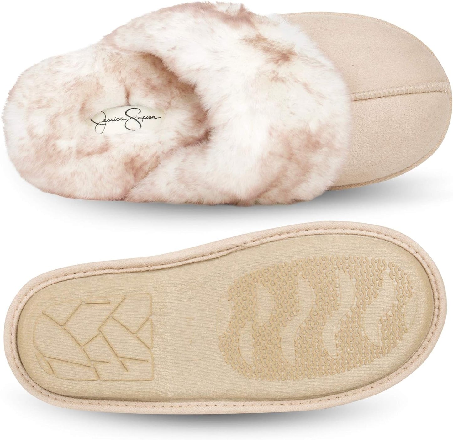 Women'S Comfy Faux Fur House Slipper Scuff Memory Foam Slip on Anti-Skid Sole