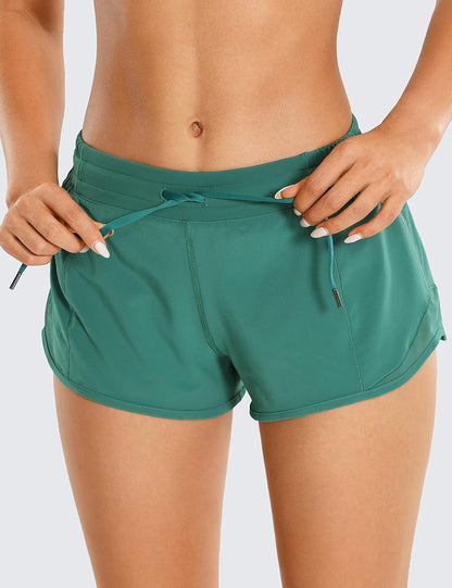 Athletic Shorts for Women with Zip Pocket, 2.5" Mid Waist Mesh Liner Shorts for Running Gym Workout